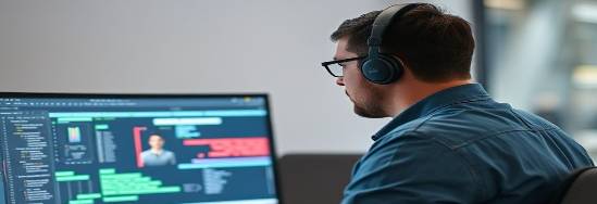 IT professional designing impactful visuals on dual screens.